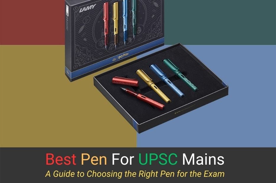 Premium Lamy pen set with four colorful pens. The text overlay reads: 