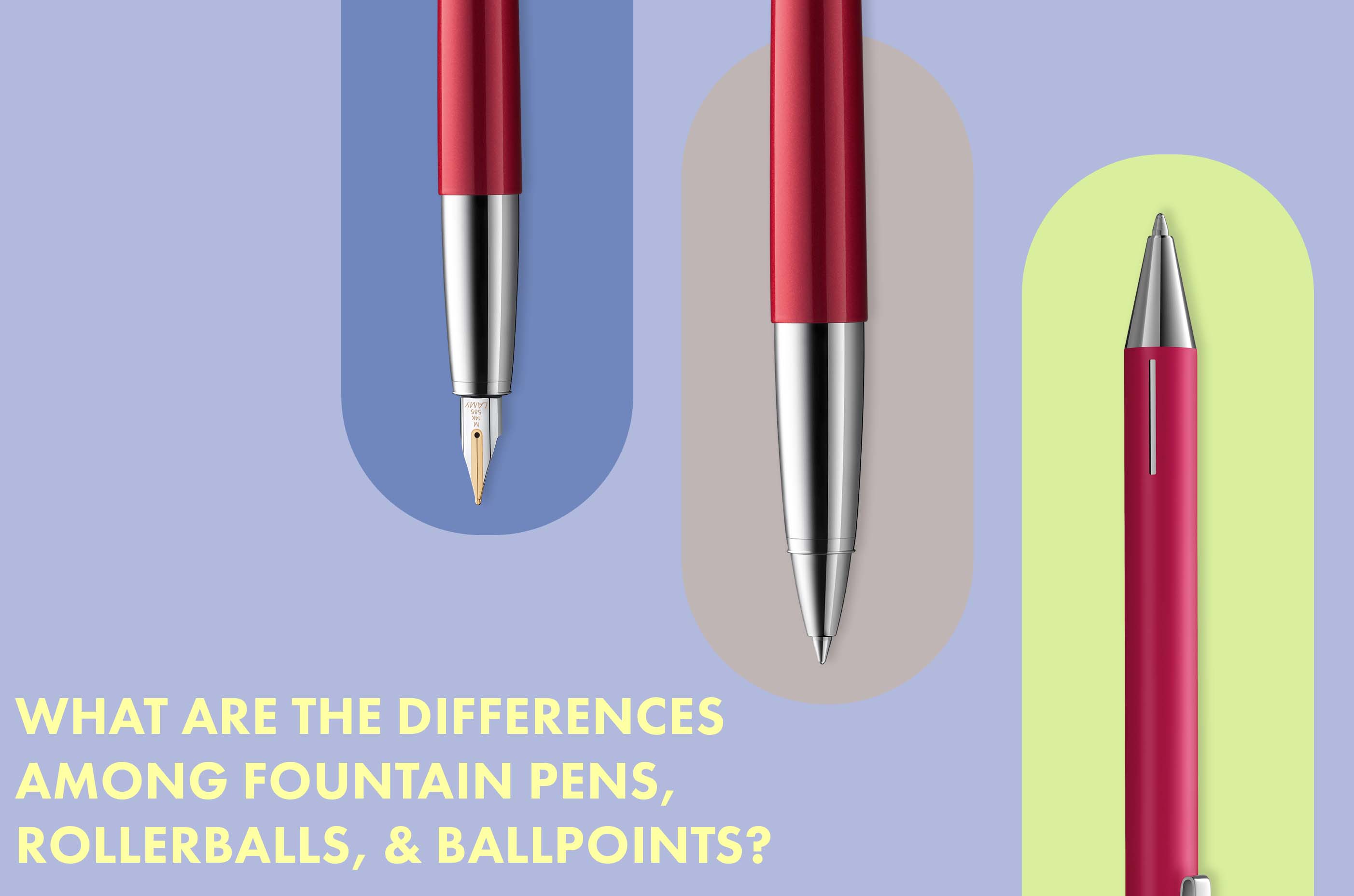 What Are The Differences Among Fountain Pens, Rollerballs, & Ballpoints?